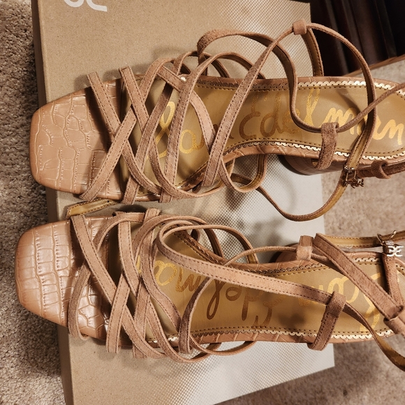 Sam edelman  beige strappy block heels 9.5 light wear - Picture 4 of 6